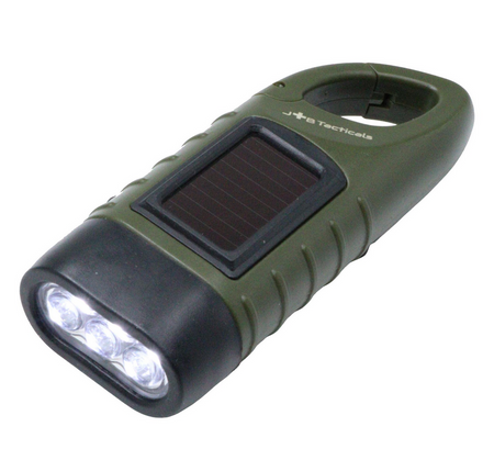 JB Tacticals Latarka Solarna na Korbkę z Karabińczykiem