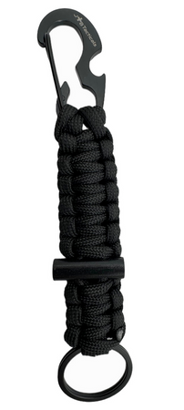 JB Tacticals Brelok Karabińczyk Paracord z Krzesiwem JB-35 - Czarny