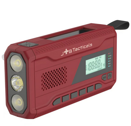 JB Tacticals Przenośne Radio Awaryjne Solarne z Powerbankiem i Latarką LED