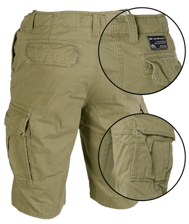 Mil-Tec Szorty Vintage Prewash Oliwkowe