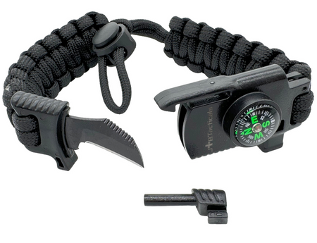 JB Tacticals Bransoletka Paracord z Regulacją - Czarna
