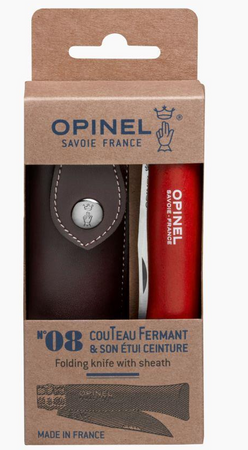 Opinel Nóż Colorama 08 Red Etui + Rzemień