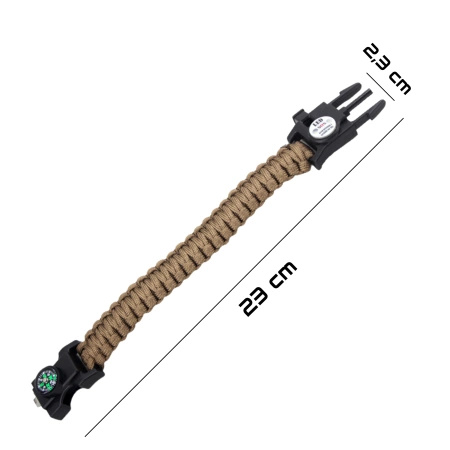 JB Tacticals Bransoletka Survivalowa Paracord SOS Brązowa