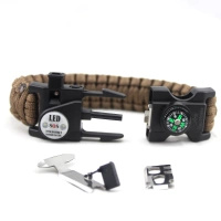 JB Tacticals Bransoletka Survivalowa Paracord SOS Brązowa
