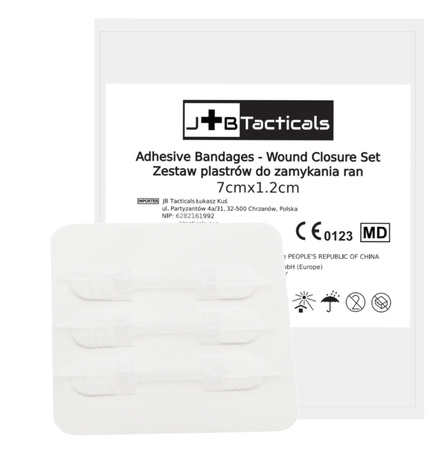 JB Tacticals Zestaw Plastrów do Zamykania Ran 7x1,2cm 3szt