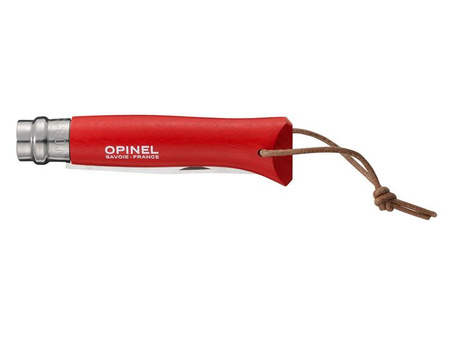 Opinel Nóż Inox Origins Red No.08 w Blistrze z Rzemieniem