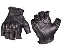 Mil-Tec Rękawice Taktyczne Skórzane Wycięte Palce Czarne