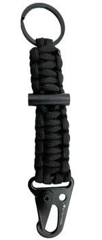 JB Tacticals Brelok Karabińczyk Paracord z Krzesiwem - Czarny