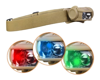 Mil-Tec Latarka Czołowa LED 4 Kolorowa Coyote